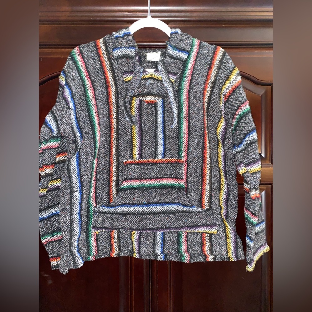Frank’s vintage grey multicolored knit woven‎ hoodie
